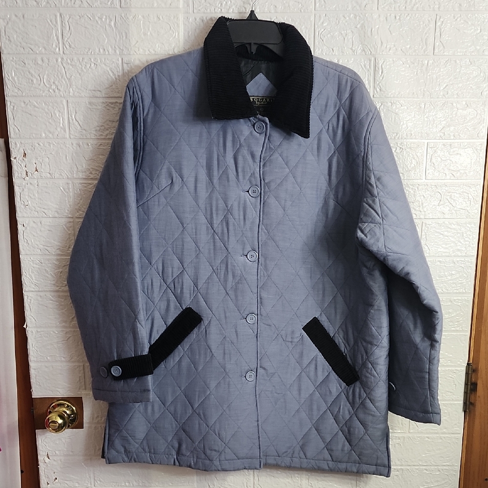 BOLGARi Signature Quilted Gray and Black Puffer Coat - Picture 1 of 8